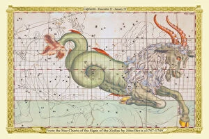 Signs of the Zodiac in Early Color by John Bevis – Capricorn – December 22 – January 19