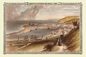 Aberystwyth Gallery: View of the Town of Aberystyth from Pen Dinas, Wales 1850