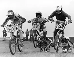 13 year old section of a BMX competition in Teesside, Steve Greaves (No 1) on the left 13 year old section of a BMX competition in Teesside, Steve Greaves (No 1) on the left