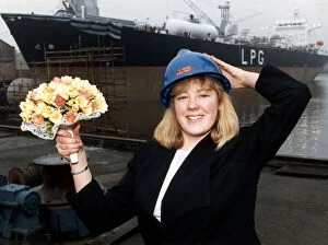 00492 Gallery: 17-year-old Tammy Wood was among the workers celebrating the naming of the ship Helice