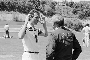 1982 World Cup Finals in Spain. England manager Ron Greenwood talks to Franz