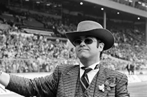 Images Dated 19th May 1984: 1984 FA Cup Final at Wembley Stadium. Watford chairman Elton John pictured before kick