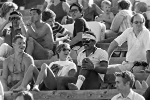 The 1984 Summer Olympics in Los Angeles. Daley Thompson attends an athletics meeting at