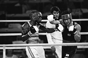 The 1984 Summer Olympics in Los Angeles. Boxing - Rod Douglas v Chiharu Ogiwara The 1984 Summer Olympics in Los Angeles. Boxing - Rod Douglas v Chiharu Ogiwara
