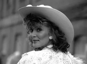 1987 Clothing Ascot Fashion Woman wearing cowboy hat 1987 Clothing Ascot Fashion Woman wearing cowboy hat