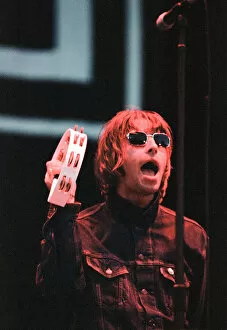 Images Dated 4th August 1996: 1996 Oasis, music group, performing on stage, Balloch Castle Country Park Balloch