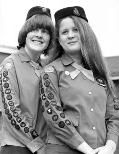 Images Dated 1st April 1982: The 1st Denton Girl Guide Company had something to celebrate when two of their members