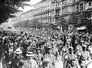 On 2 August 1914, the day of German mobilization young, enthusiastic Germans take to On 2 August 1914, the day of German mobilization young, enthusiastic Germans take to