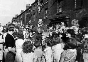 30 Year Old Pte Jim Kavangh of Edward Street Birmingham could not get home for VJ Day so 30 Year Old Pte Jim Kavangh of Edward Street Birmingham could not get home for VJ Day so