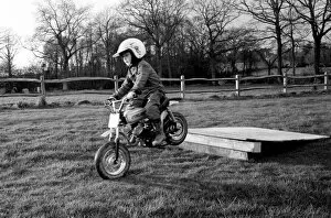 Images Dated 30th December 1974: 4 years old Jan Dixon on his mino motor bike. December 1974 74-7664-006
