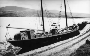 Ketch Gallery: The 75 foot ketch Garlandstone moored at Barmouth, Gwynedd, Wales. 6th May 1971