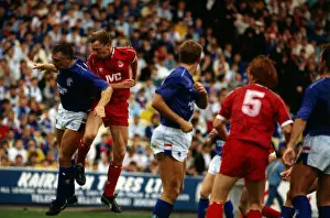 Images Dated 1st August 1987: Aberdeen versus Rangers Premier Davie Dodds heads ball past Graham Roberts August 1987