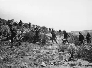 Abyssinian War October 1935 Italian infantry with machine guns follow in the wake Abyssinian War October 1935 Italian infantry with machine guns follow in the wake