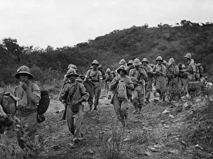 Abyssinian War October 1935 Italian soldiers seen here advancing on Adowa Abyssinian War October 1935 Italian soldiers seen here advancing on Adowa