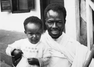 Abyssinian War September 1935 Abyssinian father with his son before he boards a Abyssinian War September 1935 Abyssinian father with his son before he boards a
