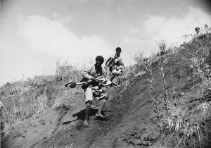 Abyssinian War September 1935 Abyssinian troops advancing making for a new position Abyssinian War September 1935 Abyssinian troops advancing making for a new position