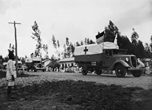 Abyssinian War September 1935 A column of Red Cross lorries heads towards Harah Abyssinian War September 1935 A column of Red Cross lorries heads towards Harah