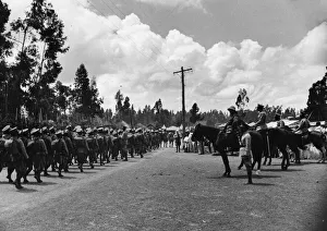 Abyssinian War September 1935 A mounted officer taking the salute as the Abyssinian Abyssinian War September 1935 A mounted officer taking the salute as the Abyssinian