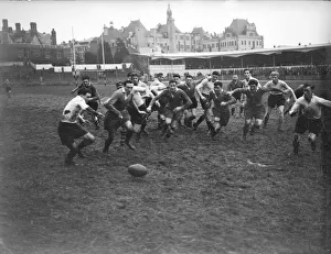 Action from the Welsh Rugby trial at Cardiff Arms Park 6th January 1951 Action from the Welsh Rugby trial at Cardiff Arms Park 6th January 1951