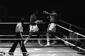 Action during the world heavyweight title fight between challenger Muhammad Ali Action during the world heavyweight title fight between challenger Muhammad Ali