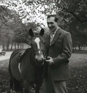 Actor Bernard Bresslaw horse riding October 1958 Actor Bernard Bresslaw horse riding October 1958