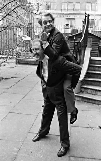 Actor David Jason (Only Fools and Horses) on the back of Gordon Kaye ('Allo ' Actor David Jason (Only Fools and Horses) on the back of Gordon Kaye ('Allo '