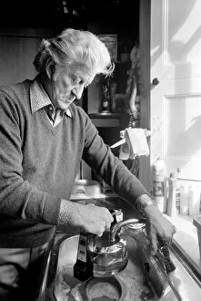 Images Dated 6th March 1981: Actor John Pertwee seen here at home making tea. March 1981 PM 81-01203-001