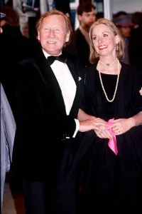 Actor Leslie Phillips with his wife Angela Scoular at the Premiere of 'Scandal" Actor Leslie Phillips with his wife Angela Scoular at the Premiere of 'Scandal"