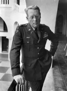 Actor Patrick McGoohan in army uniform. September 1974 Eyes glinting Actor Patrick McGoohan in army uniform. September 1974 Eyes glinting
