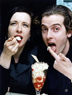 00489 Gallery: Actor Peter Capaldi eating cream with his actress wife Elaine