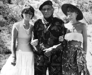 Actor Richard Burton seen on location of Wild Geese with his wife Actor Richard Burton seen on location of Wild Geese with his wife