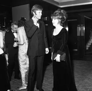 Actor Richard Chamberlain and actress Veronica Strong at the Royal Garden Hotel for Actor Richard Chamberlain and actress Veronica Strong at the Royal Garden Hotel for