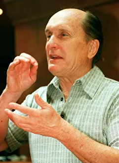 Actor Robert Duvall in Glasgow May 1998 pretending to drink cup of tea Actor Robert Duvall in Glasgow May 1998 pretending to drink cup of tea