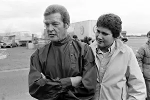 Images Dated 23rd August 1982: Actor Roger Moore on location at the RAF Upper Heyford, Oxon