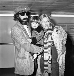 Actress Britt Ekland with son Nicoli and boyfriend Lou Adler. December 1974 74-7577-001