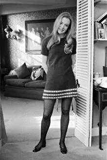 Images Dated 6th February 1970: Actress Hayley Mills at her Chelsea home. A portrait of her by Roy Boulting hangs