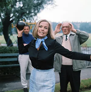 Images Dated 1st July 1975: Actress Honor Blackman bowling. July 1975