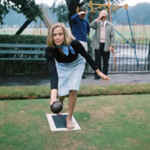 Images Dated 1st July 1975: Actress Honor Blackman bowling. July 1975