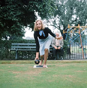 Images Dated 1st July 1975: Actress Honor Blackman bowling. July 1975