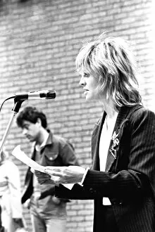 Images Dated 13th September 1980: Actress Julie Christie attends a Stop the War Games Rally at Eldon Square in Newcastle 13