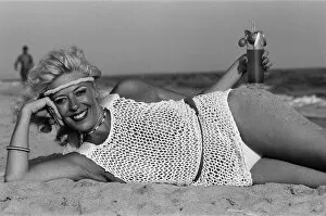 Images Dated 18th August 1983: Actress Julie Goodyear, Bet Lynch in Coronation Street, on holiday in Portugal