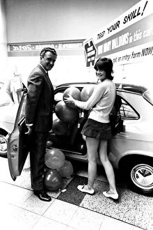 Images Dated 1st September 1970: Actress Sally Geeson at Cowies car showroom in Sunderland in September 1970