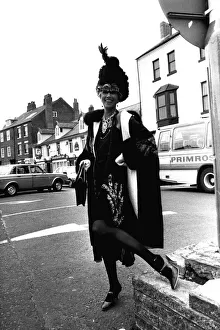 Actress Sue Lloyd in Tynemouth on 30th July 1986 dressed in her costume for her role in Actress Sue Lloyd in Tynemouth on 30th July 1986 dressed in her costume for her role in