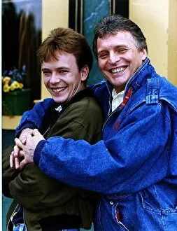 Images Dated 6th June 1991: Adam Woodyatt who stars in Eastenders as Ian Beale, poses with Peter Deane who plays his