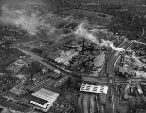 Aerial view of the British Oil & Cake Mill, on the banks of the River Hull, Stoneferry Aerial view of the British Oil & Cake Mill, on the banks of the River Hull, Stoneferry