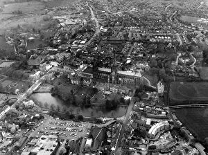 Aerial view of Lichfield Cathedral. 20th April 1988