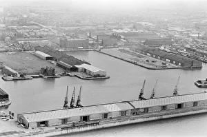 Aerial view of Liverpool Docks, Merseyside.17th August 1980 Aerial view of Liverpool Docks, Merseyside.17th August 1980