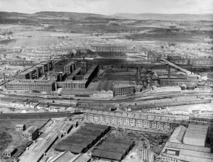 00468 Gallery: Aerial view showing the Singer Manufacturing Company sewing machine factory in Kilbowie