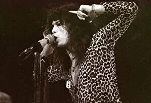 Images Dated 14th May 1976: Aerosmith in Concert at Pontiac Stadium, Detroit, USA - May 1976 Steve Tyler lead
