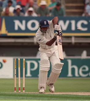 Aftab Habib Cricket Player Of England July 1999 Gets Out By The Bowling Of Aftab Habib Cricket Player Of England July 1999 Gets Out By The Bowling Of